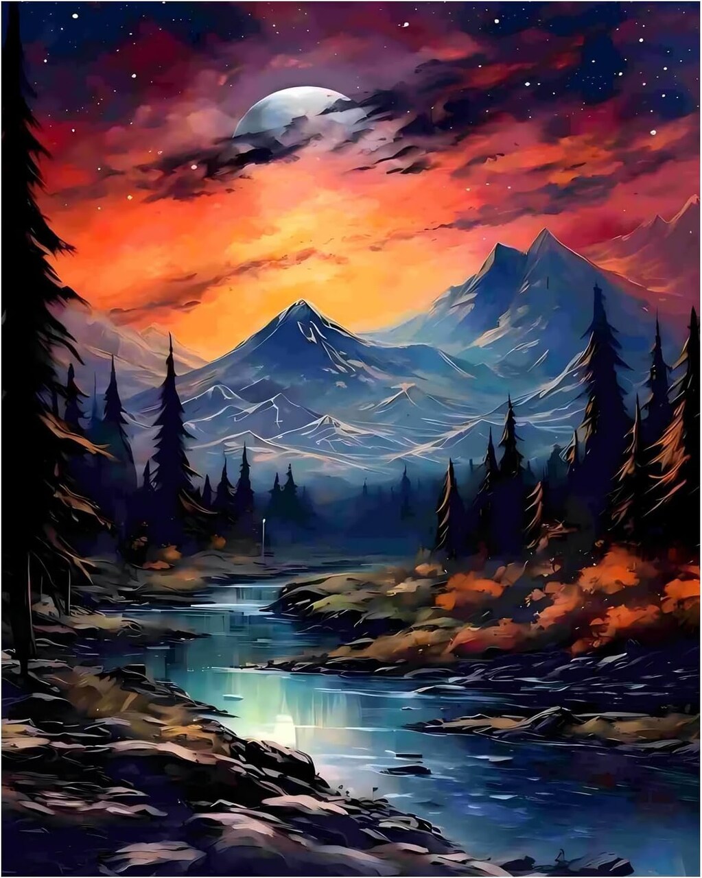 Paint by Number Mountain and Stream, Paint by Numbers Kit (16x20 Inch)